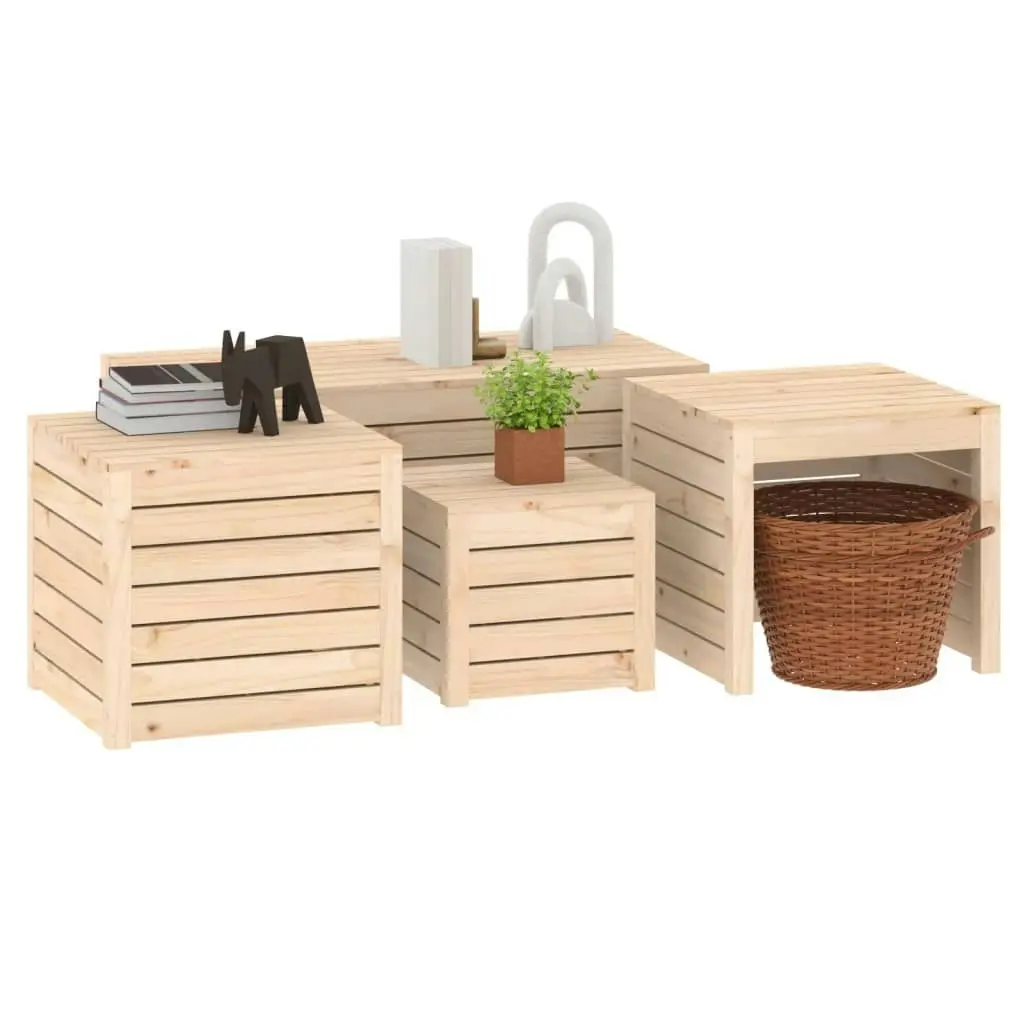 4 Piece Garden Box Set Solid Wood Pine 3154666