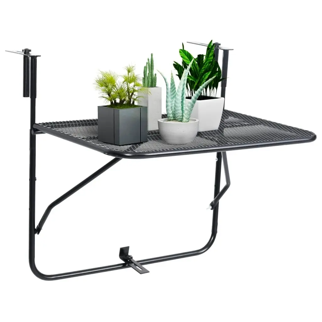 Balcony Table Black 60x40 cm Steel 325924