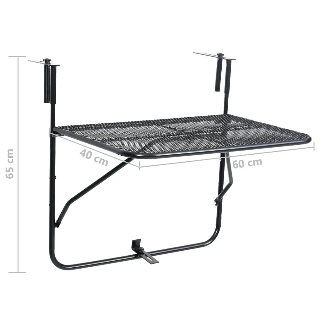 Balcony Table Black 60x40 cm Steel 325924