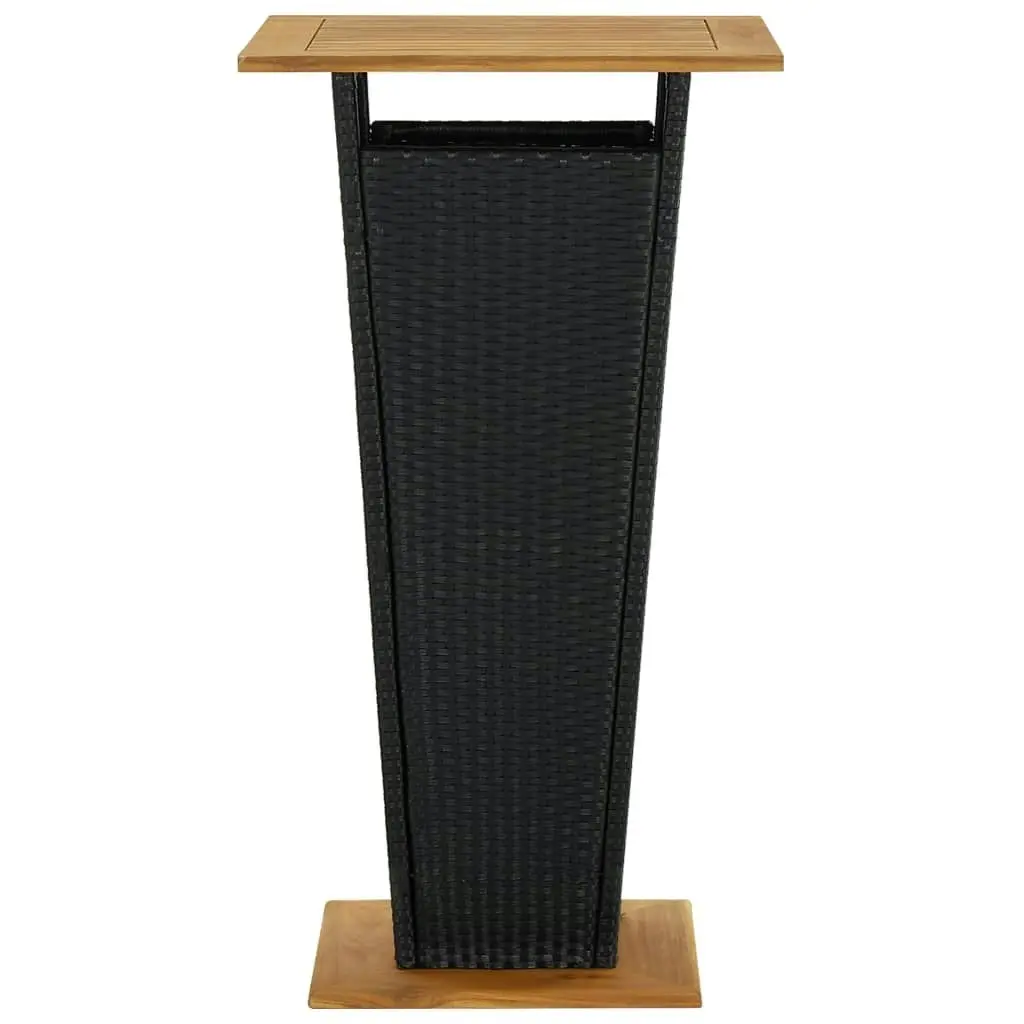 Bar Table Black 60x60x110 cm Poly Rattan and Solid Acacia Wood 313463