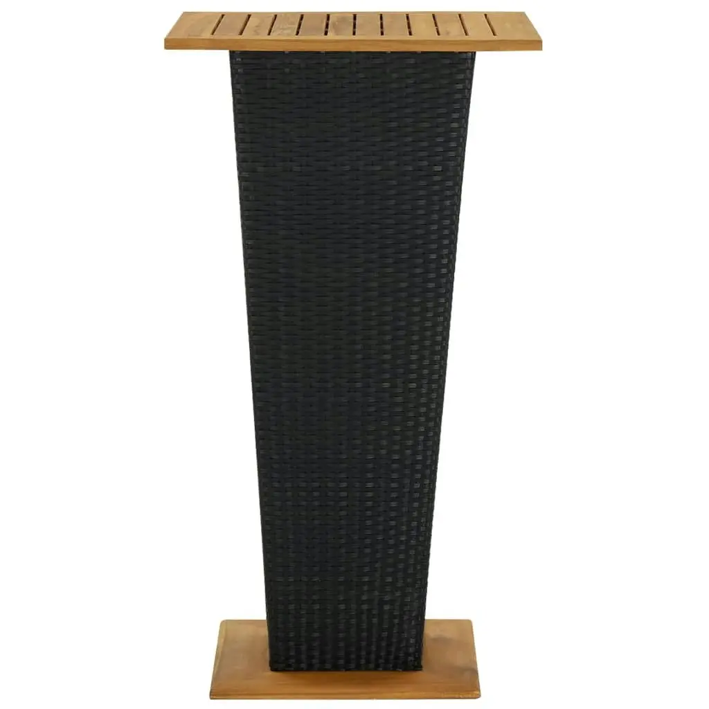 Bar Table Black 60x60x110 cm Poly Rattan and Solid Acacia Wood 313463