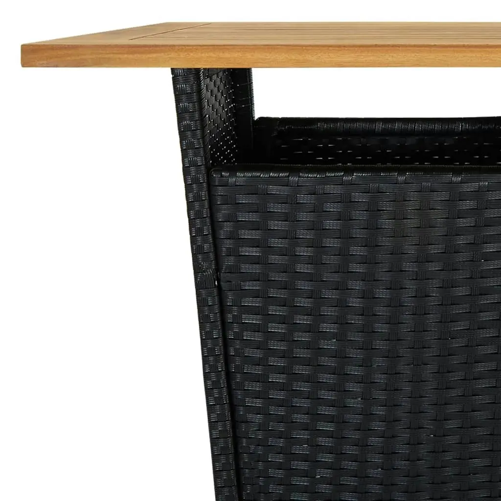 Bar Table Black 60x60x110 cm Poly Rattan and Solid Acacia Wood 313463