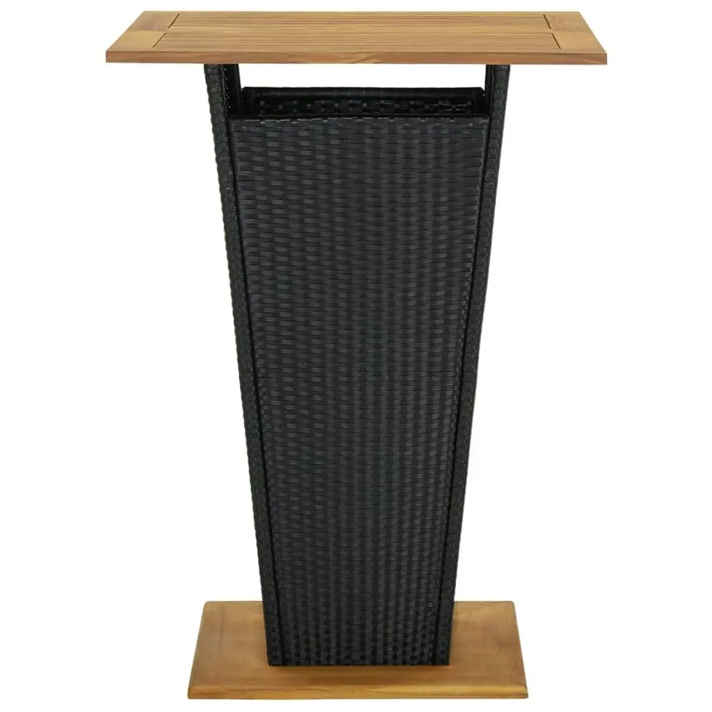 Bar Table Black 80x80x110 cm Poly Rattan and Solid Acacia Wood 313465