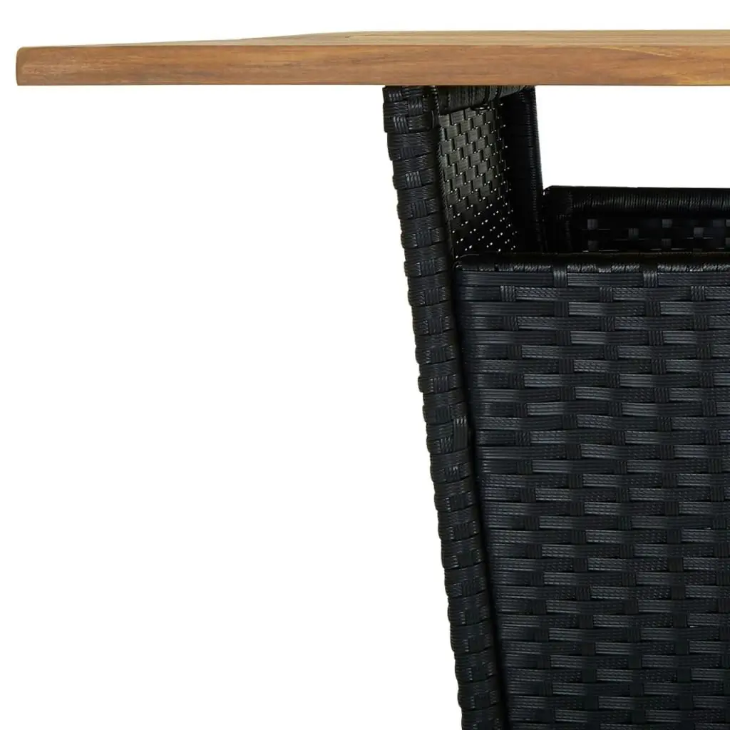 Bar Table Black 80x80x110 cm Poly Rattan and Solid Acacia Wood 313465