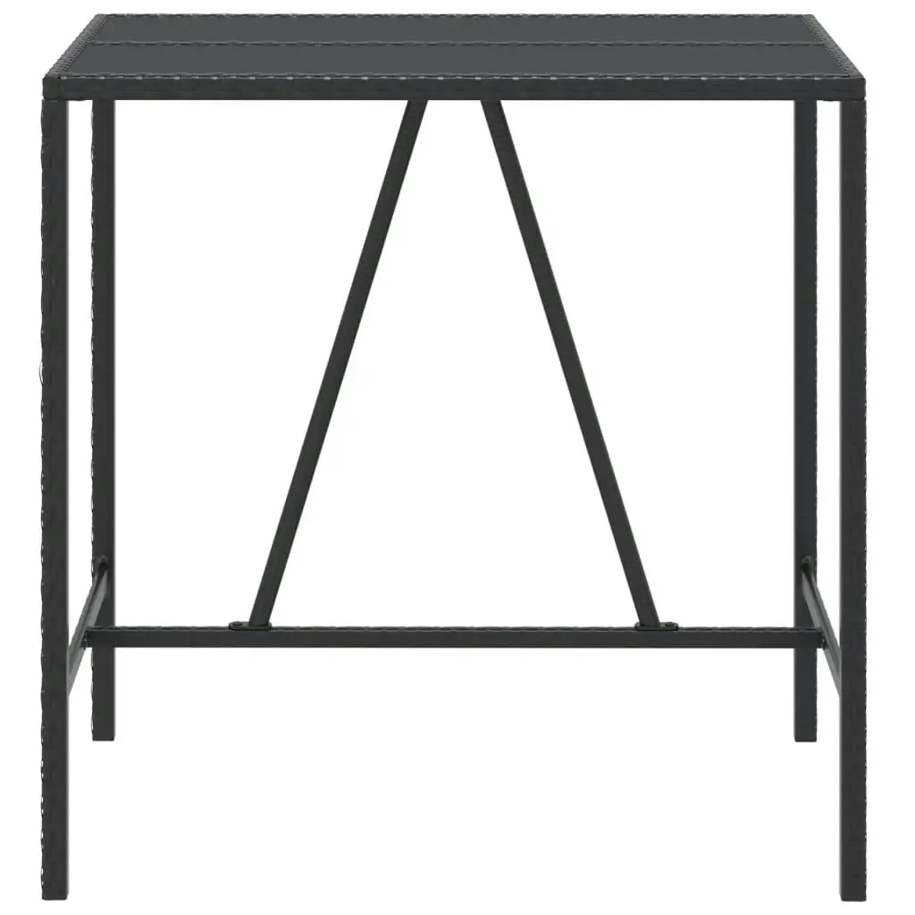 Bar Table with Glass Top Black 110x70x110 cm Poly Rattan 362588