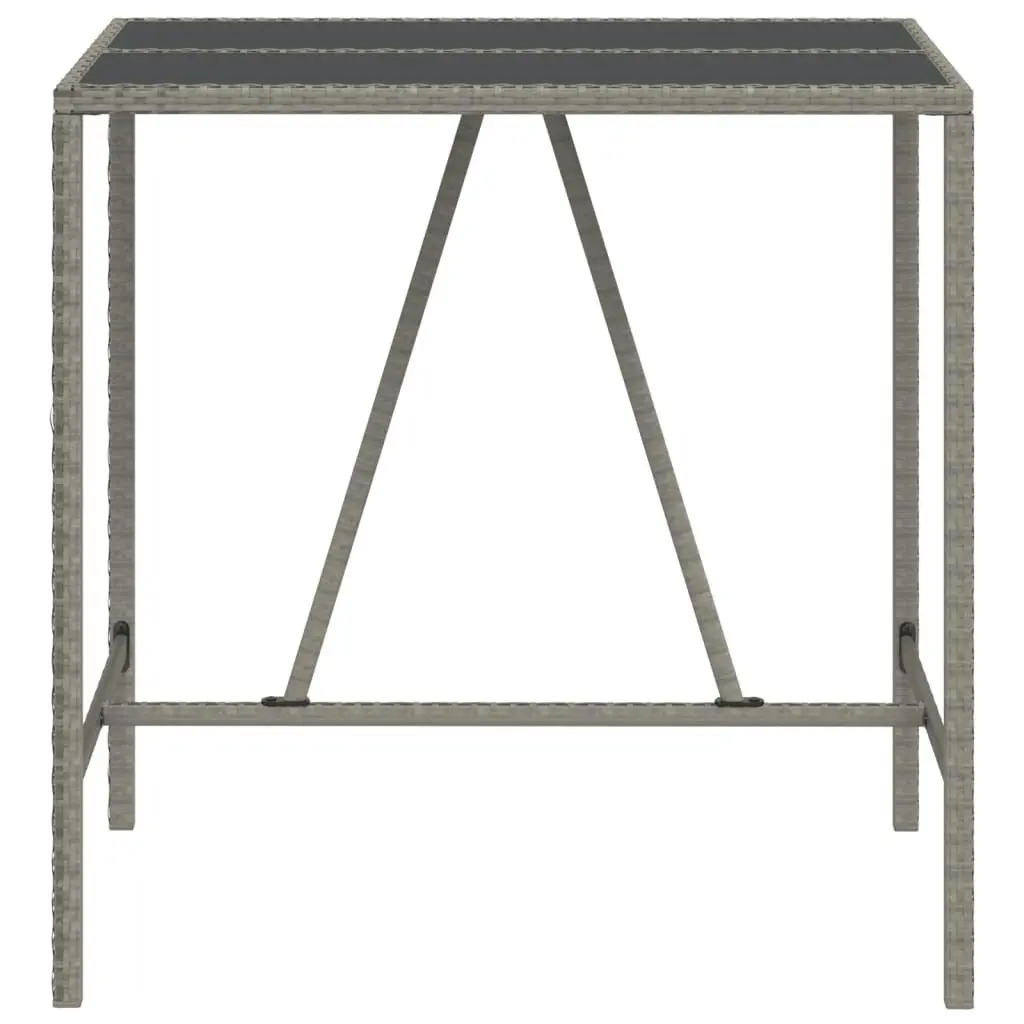 Bar Table with Glass Top Grey 110x70x110 cm Poly Rattan 362589