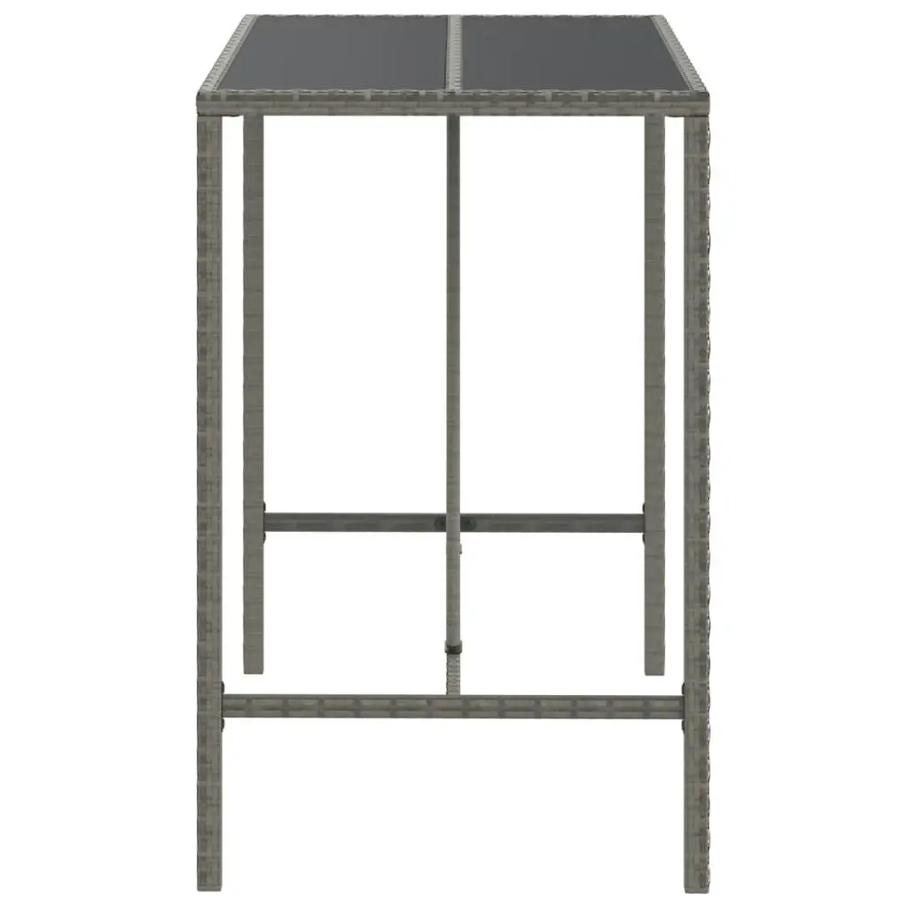 Bar Table with Glass Top Grey 110x70x110 cm Poly Rattan 362589