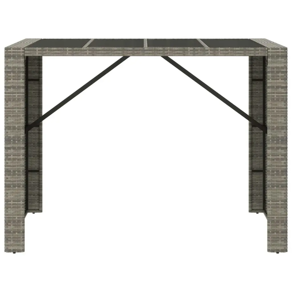 Bar Table with Glass Top Grey 145x80x110 cm Poly Rattan 362598