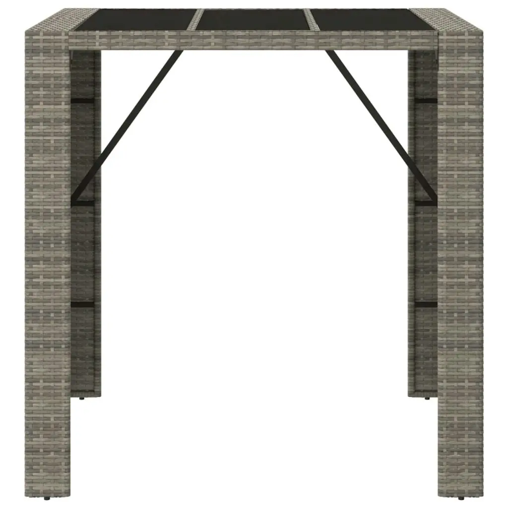 Bar Table with Glass Top Grey 105x80x110 cm Poly Rattan 362595