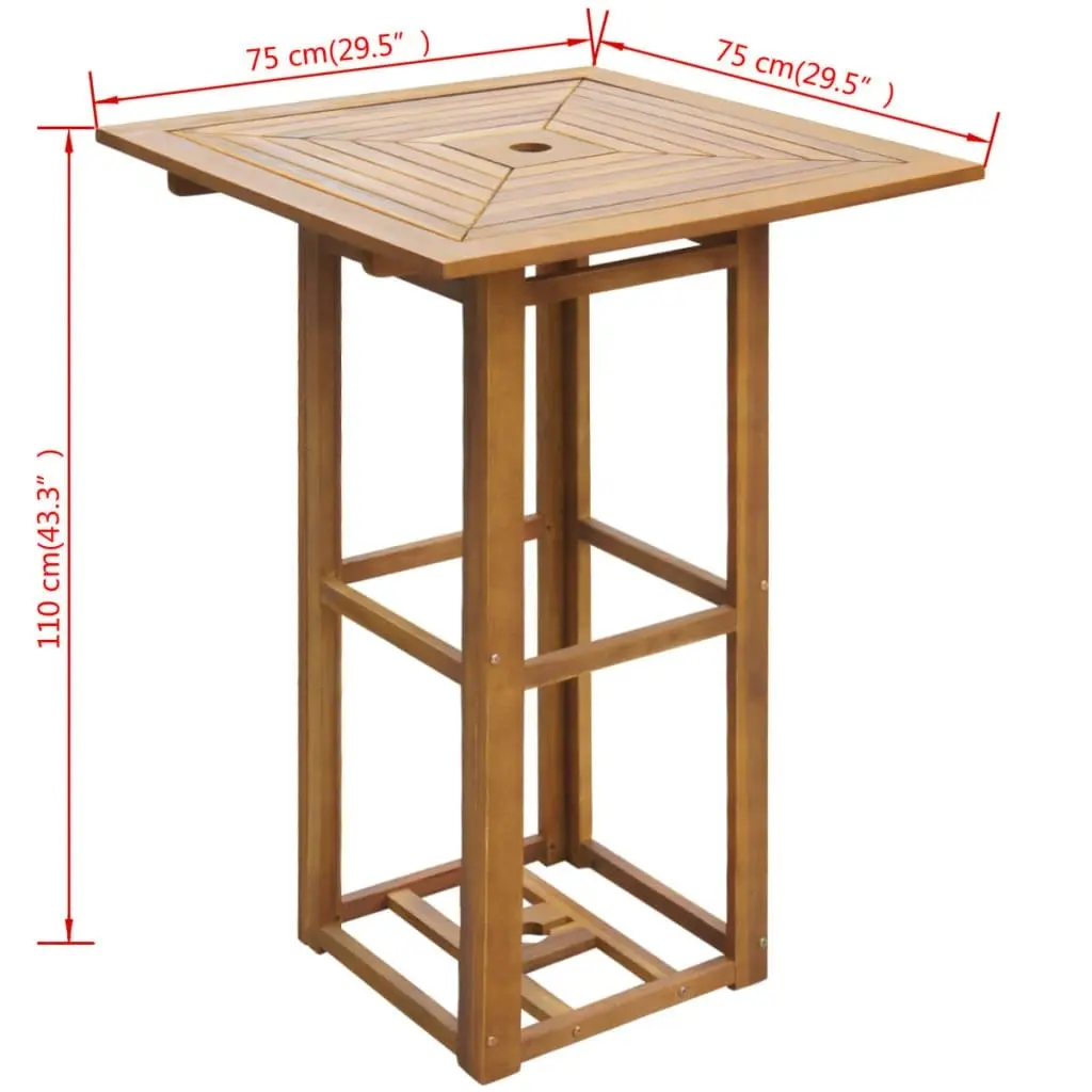 Bistro Table 75x75x110 cm Solid Acacia Wood 42655