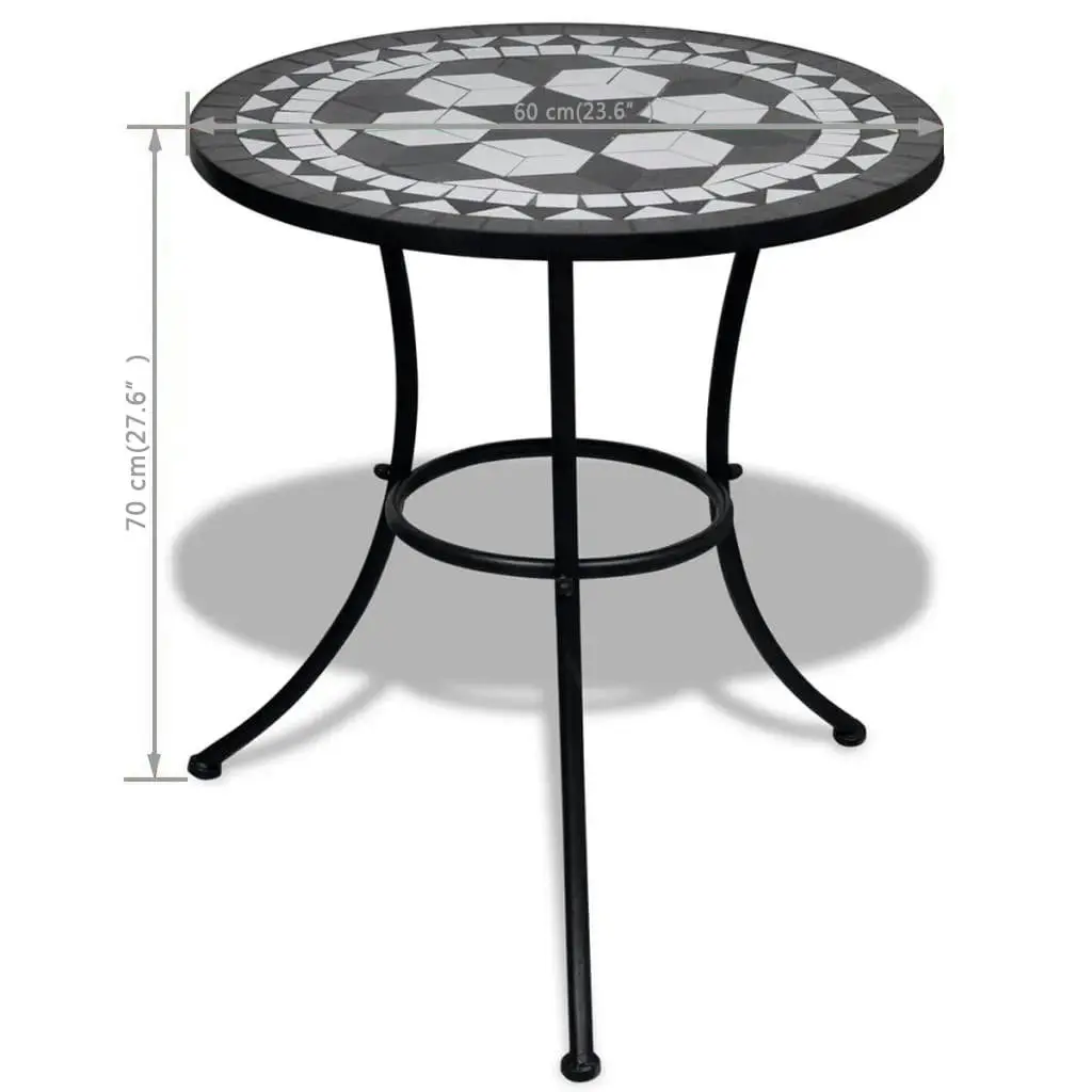 Bistro Table Black and White 60 cm Mosaic 41532