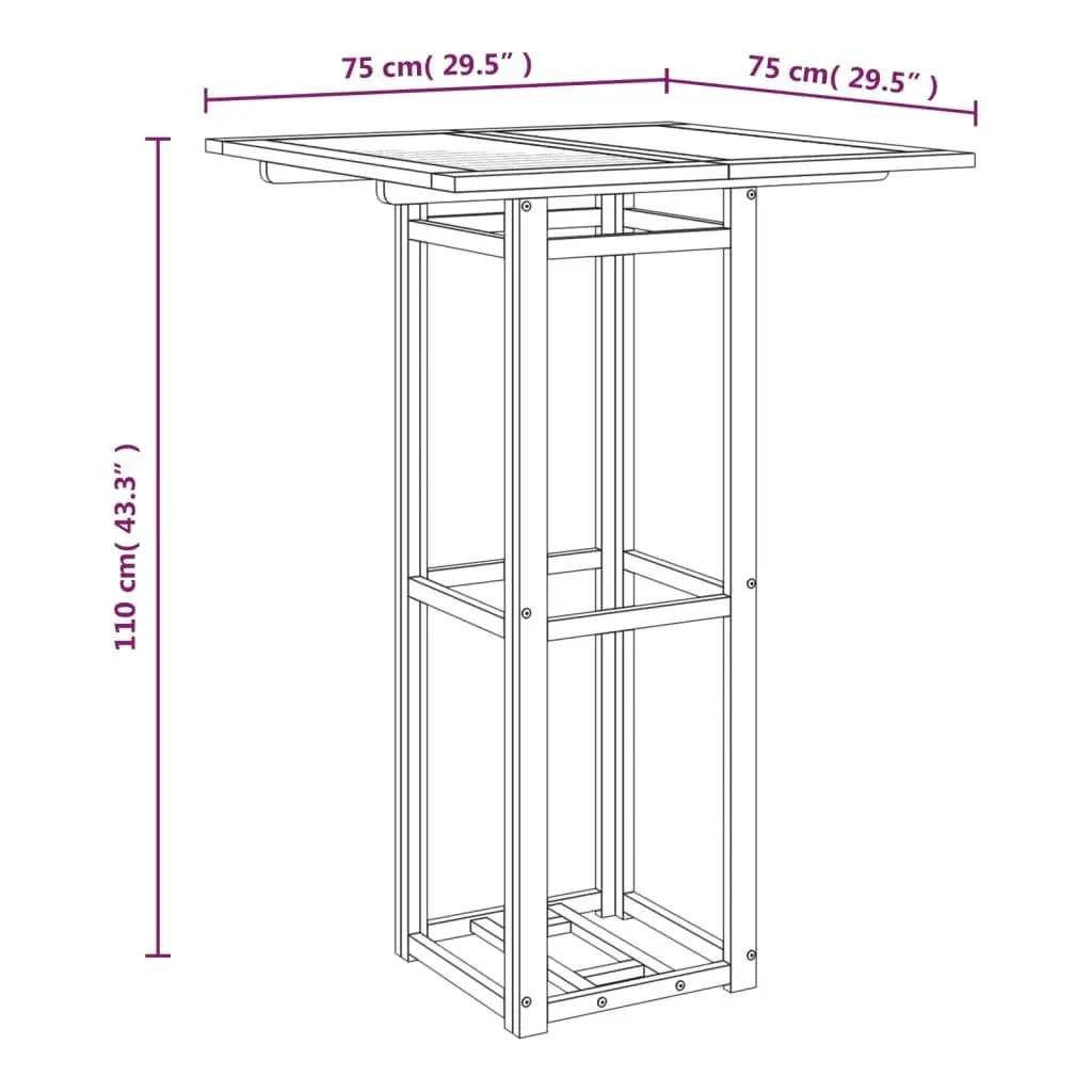 Bistro Table 75x75x110 cm Solid Wood Acacia 319187