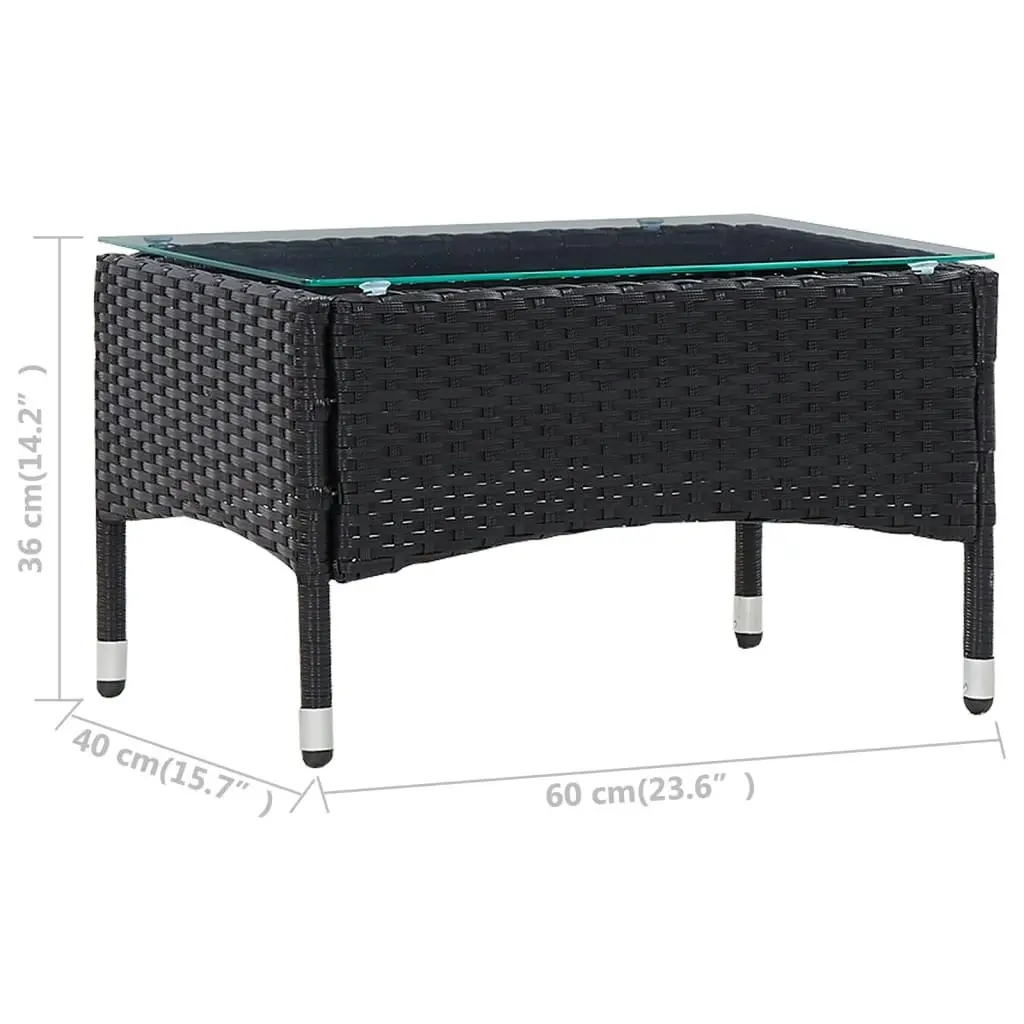 Coffee Table Black 60x40x36 cm Poly Rattan 45907