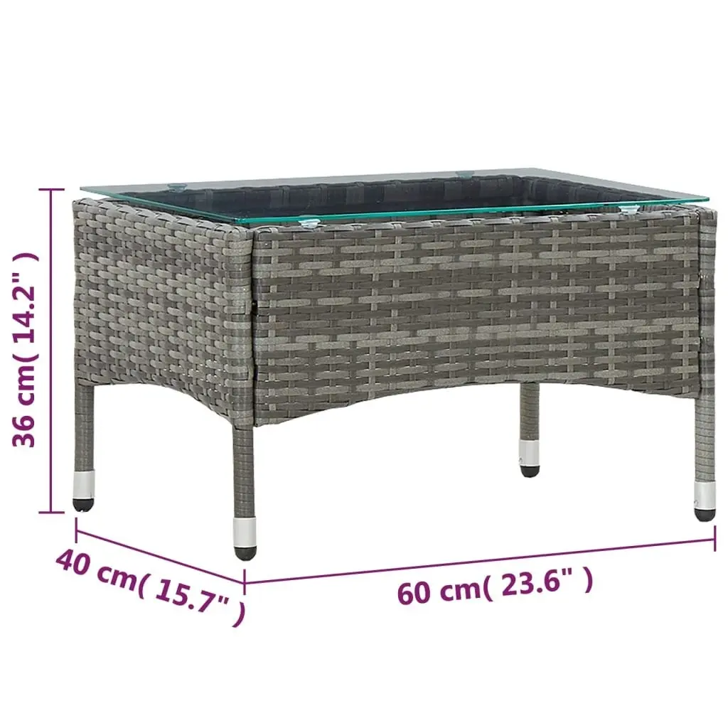 Coffee Table Grey 60x40x36 cm Poly Rattan 45908