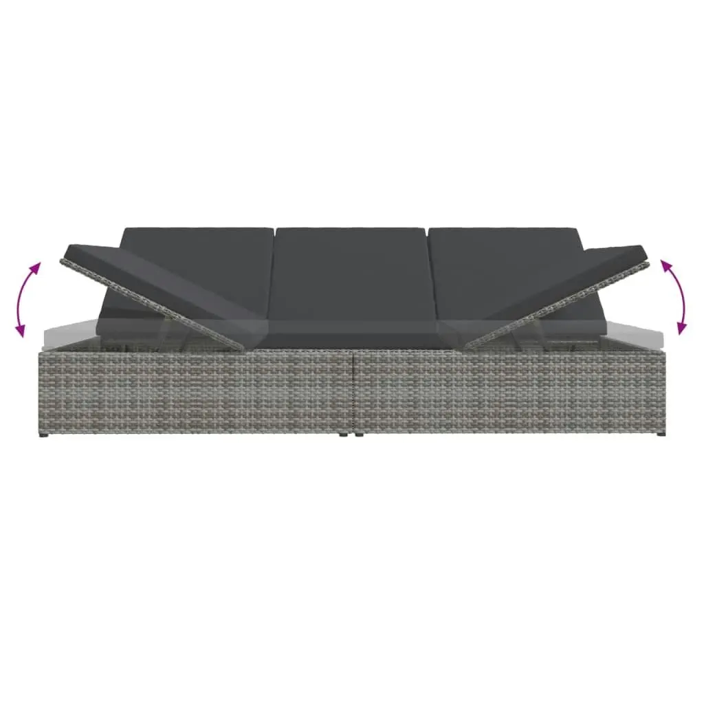 Convertible Sun Bed with Cushions Poly Rattan Dark Grey 317240