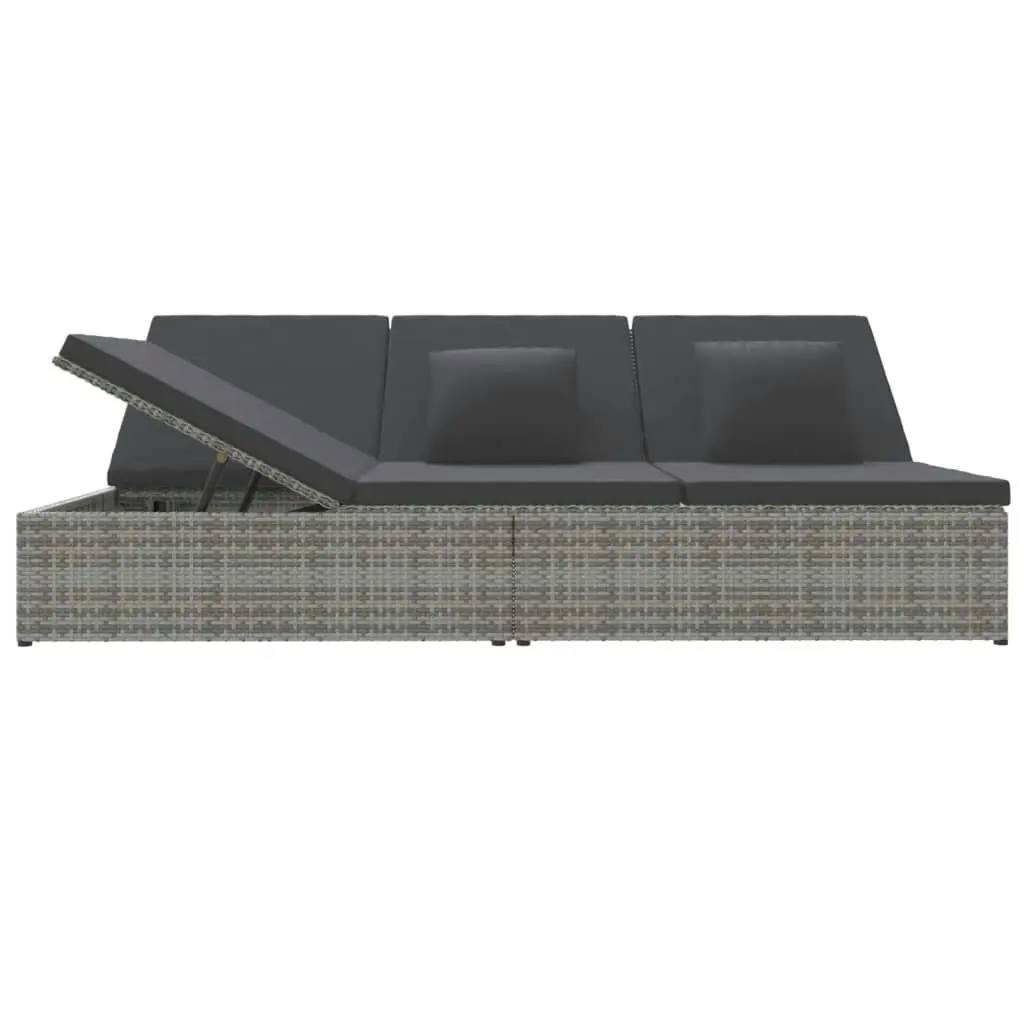 Convertible Sun Bed with Cushions Poly Rattan Dark Grey 317240