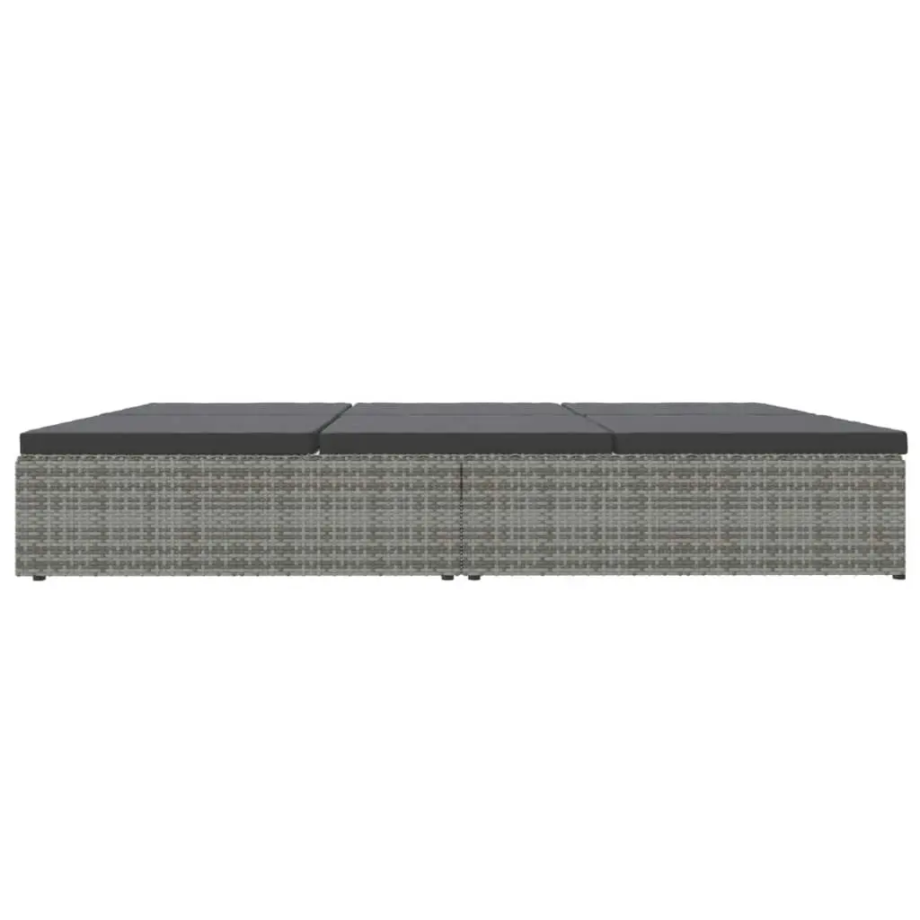 Convertible Sun Bed with Cushions Poly Rattan Dark Grey 317240