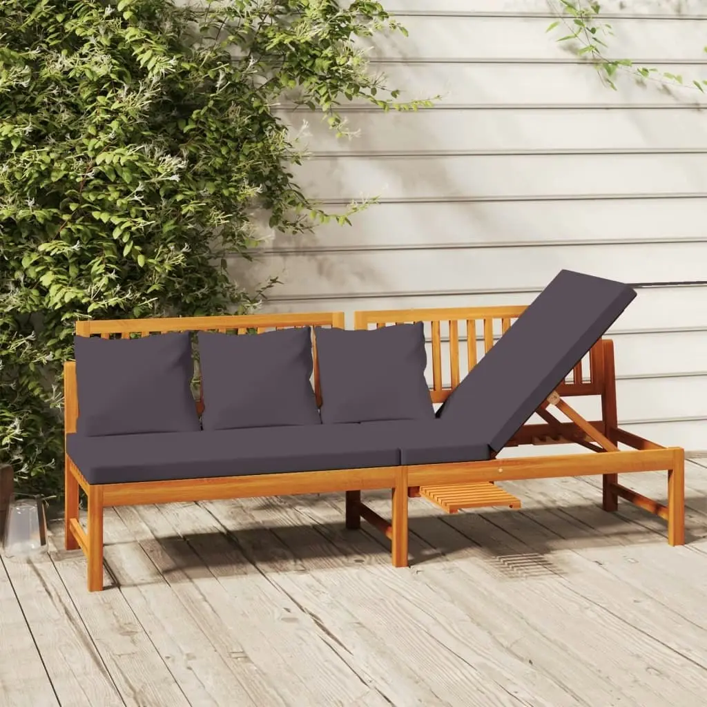 Day Bed with Grey Cushion 200x60x75 cm Solid Wood Acacia 312145