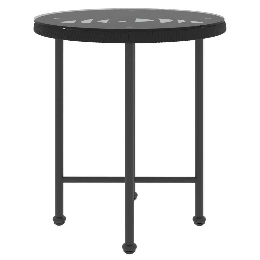 Dining Table Black ?0 cm?empered Glass and Steel 319433