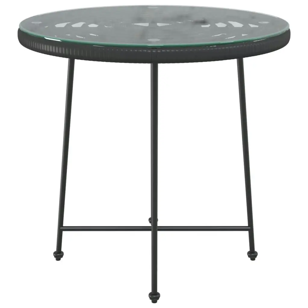 Dining Table Black ?0 cm?empered Glass and Steel 319437