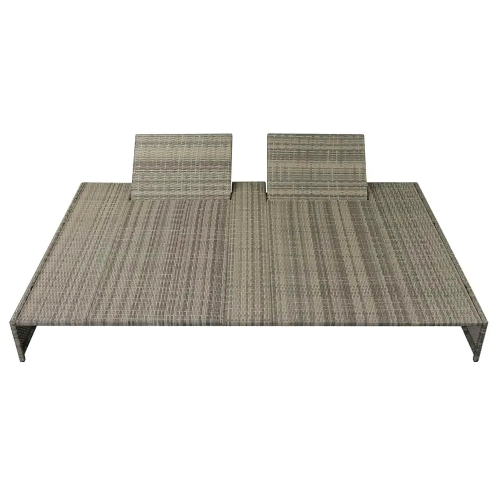 Double Sun Lounger with Cushion Poly Rattan Grey 42888