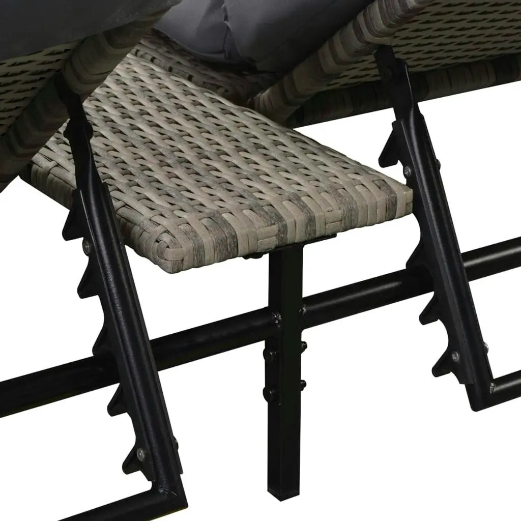 Double Sun Lounger with Cushion Poly Rattan Grey 42888