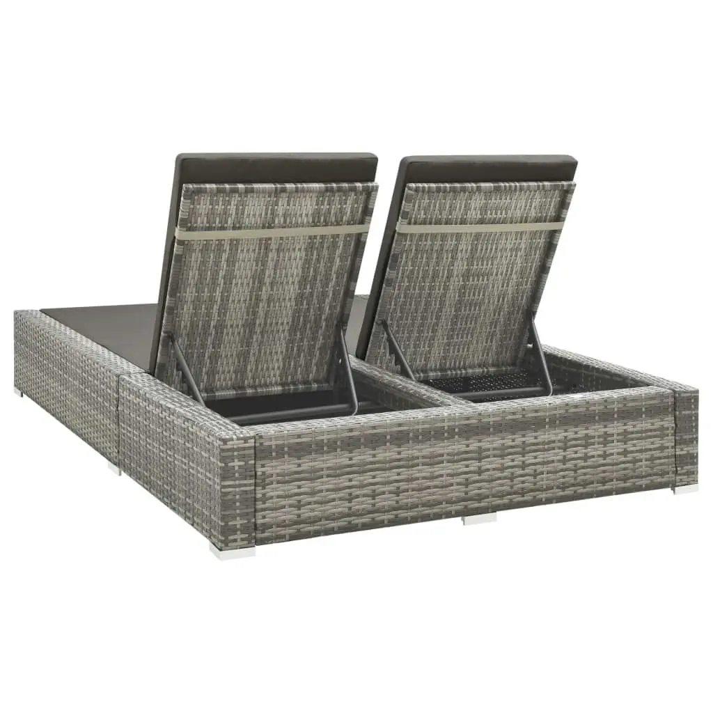 Double Sun Lounger Poly Rattan Grey 312155