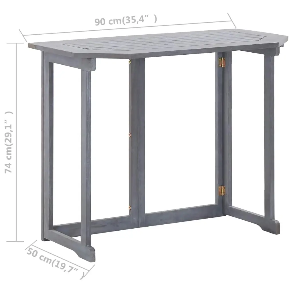 Folding Balcony Table 90x50x74 cm Solid Acacia Wood 46326