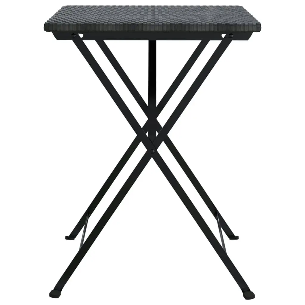 Folding Bistro Table Black 55x54x71 cm Poly Rattan 319983