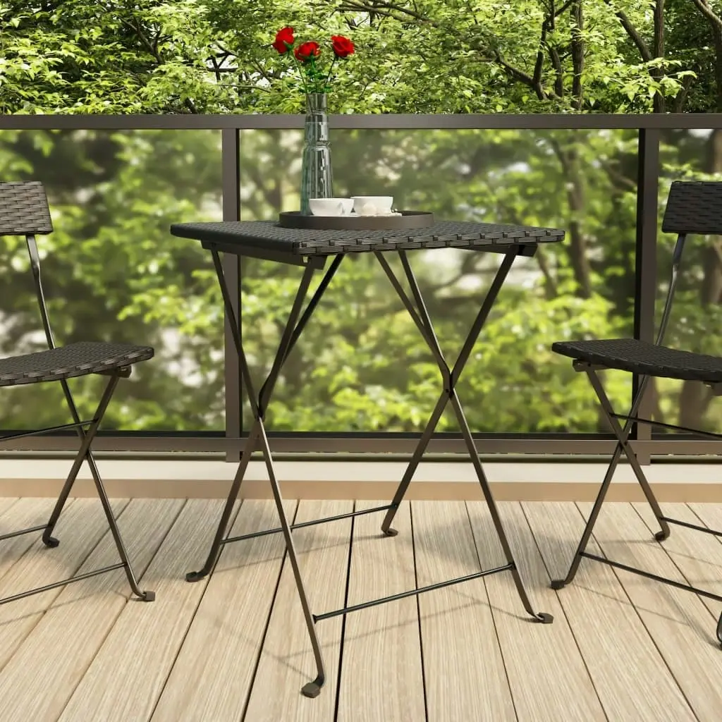 Folding Bistro Table Black 55x54x71 cm Poly Rattan 319983