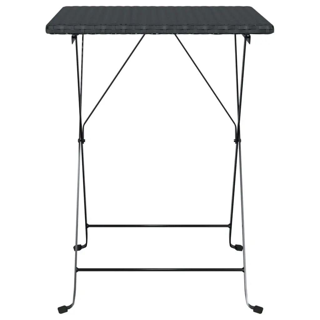 Folding Bistro Table Black 55x54x71 cm Poly Rattan 319983