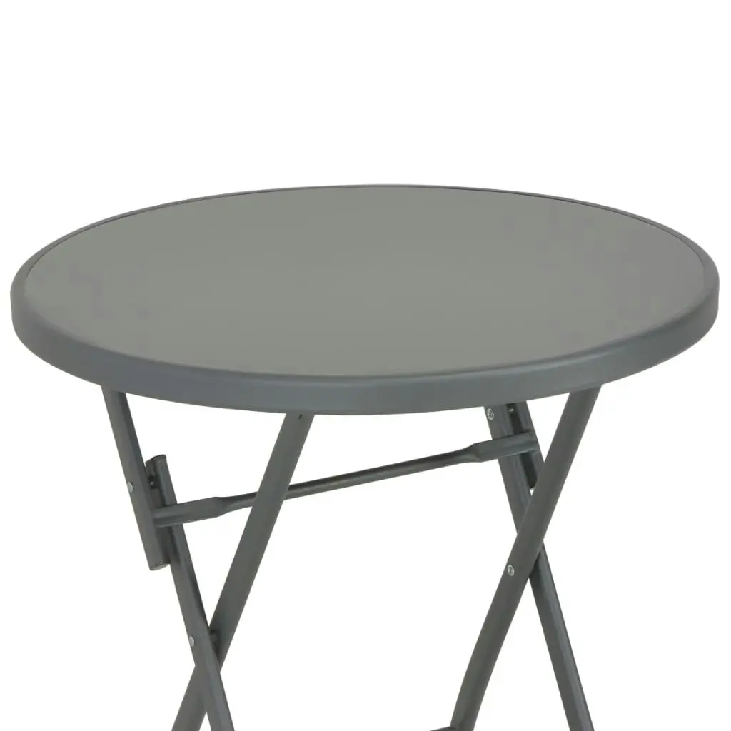 Folding Bistro Table Grey 60x70 cm Glass and Steel 44714