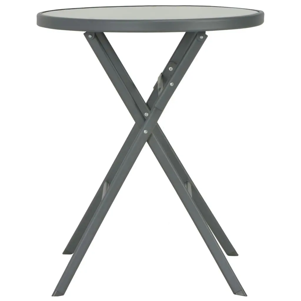 Folding Bistro Table Grey 60x70 cm Glass and Steel 44714