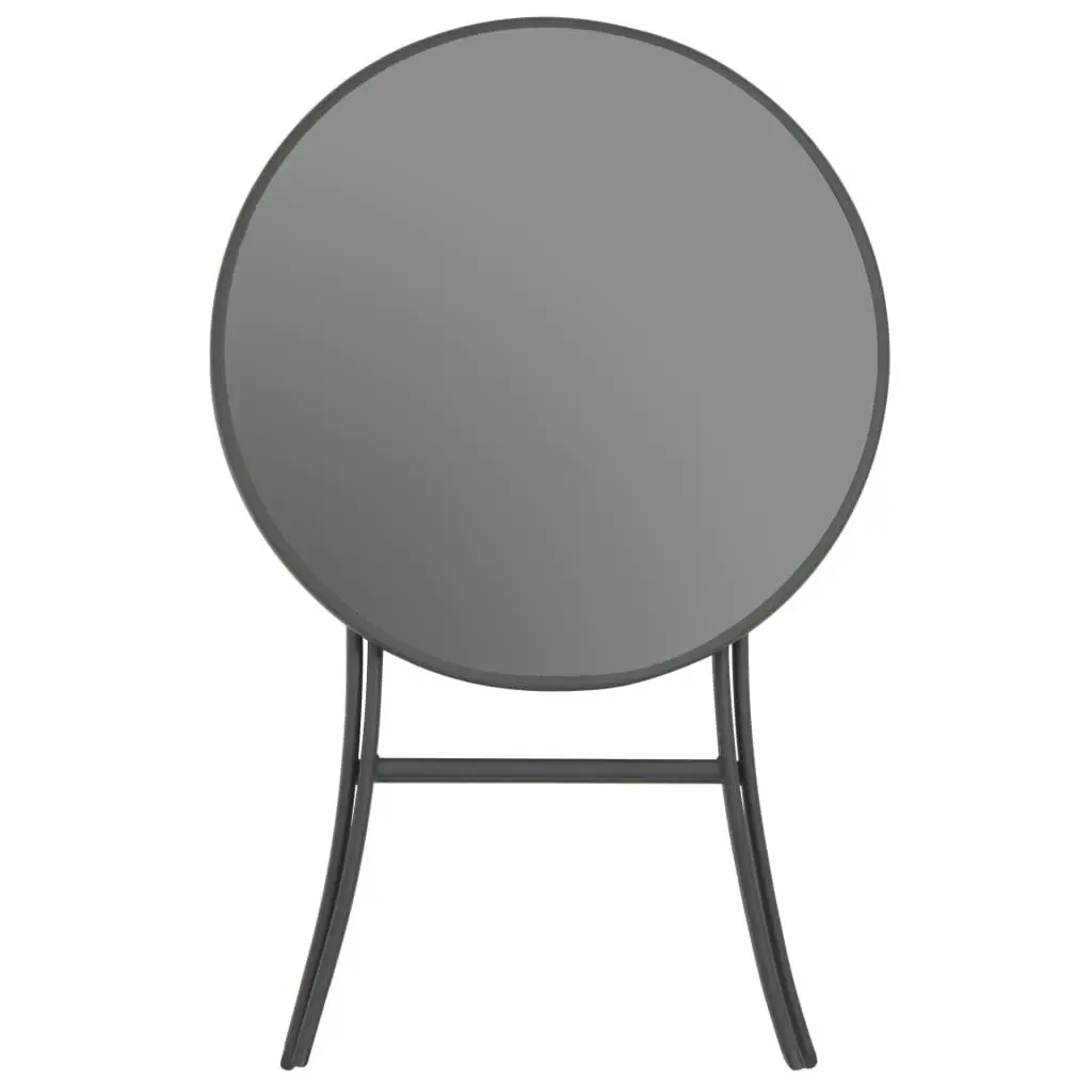 Folding Bistro Table Grey 60x70 cm Glass and Steel 44714