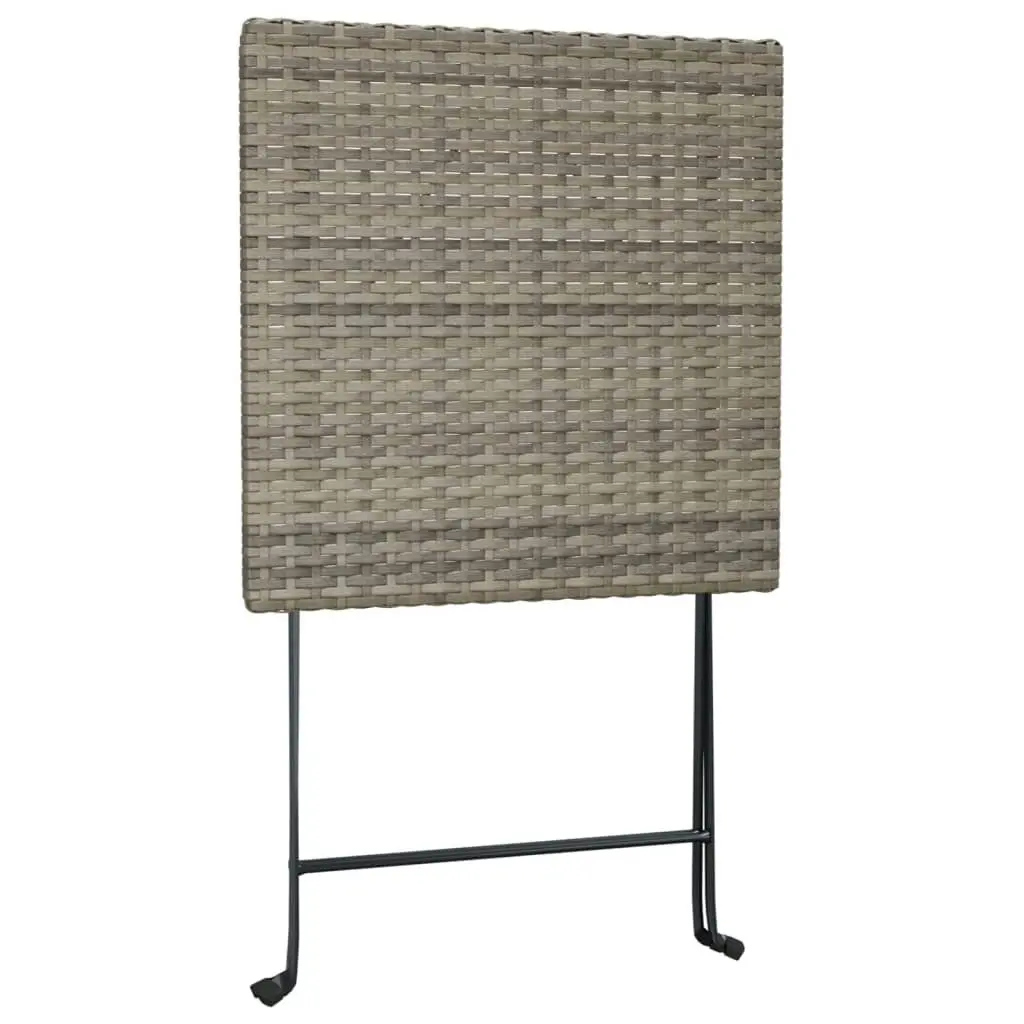 Folding Bistro Table Grey 55x54x71 cm Poly Rattan 319985