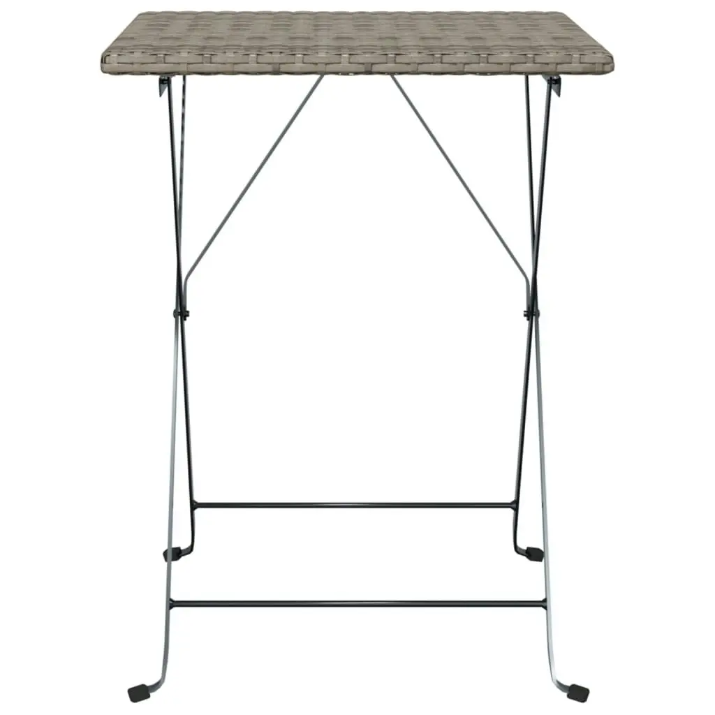 Folding Bistro Table Grey 55x54x71 cm Poly Rattan 319985