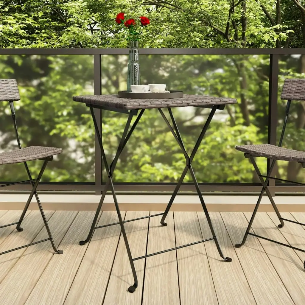 Folding Bistro Table Grey 55x54x71 cm Poly Rattan 319985