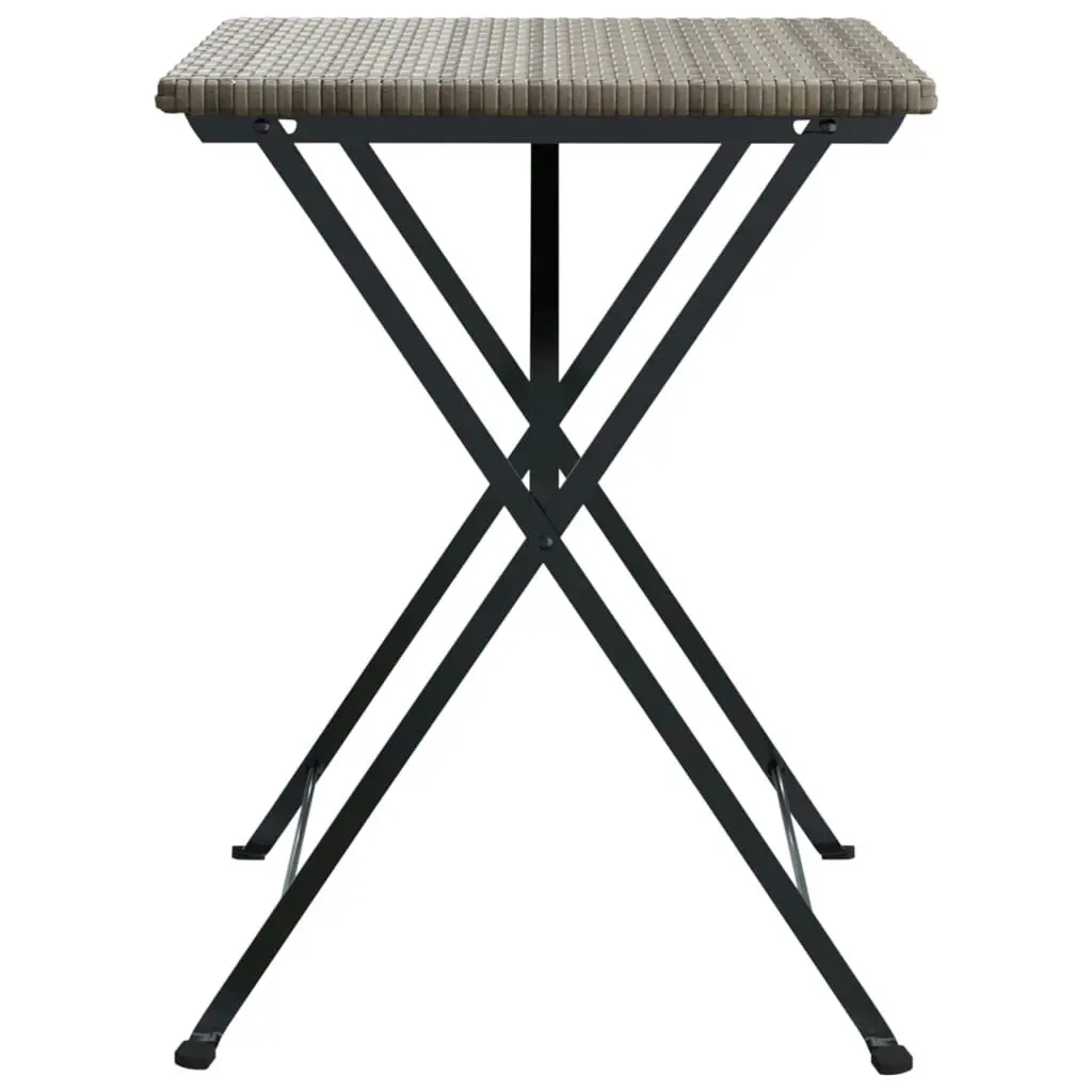 Folding Bistro Table Grey 55x54x71 cm Poly Rattan 319985