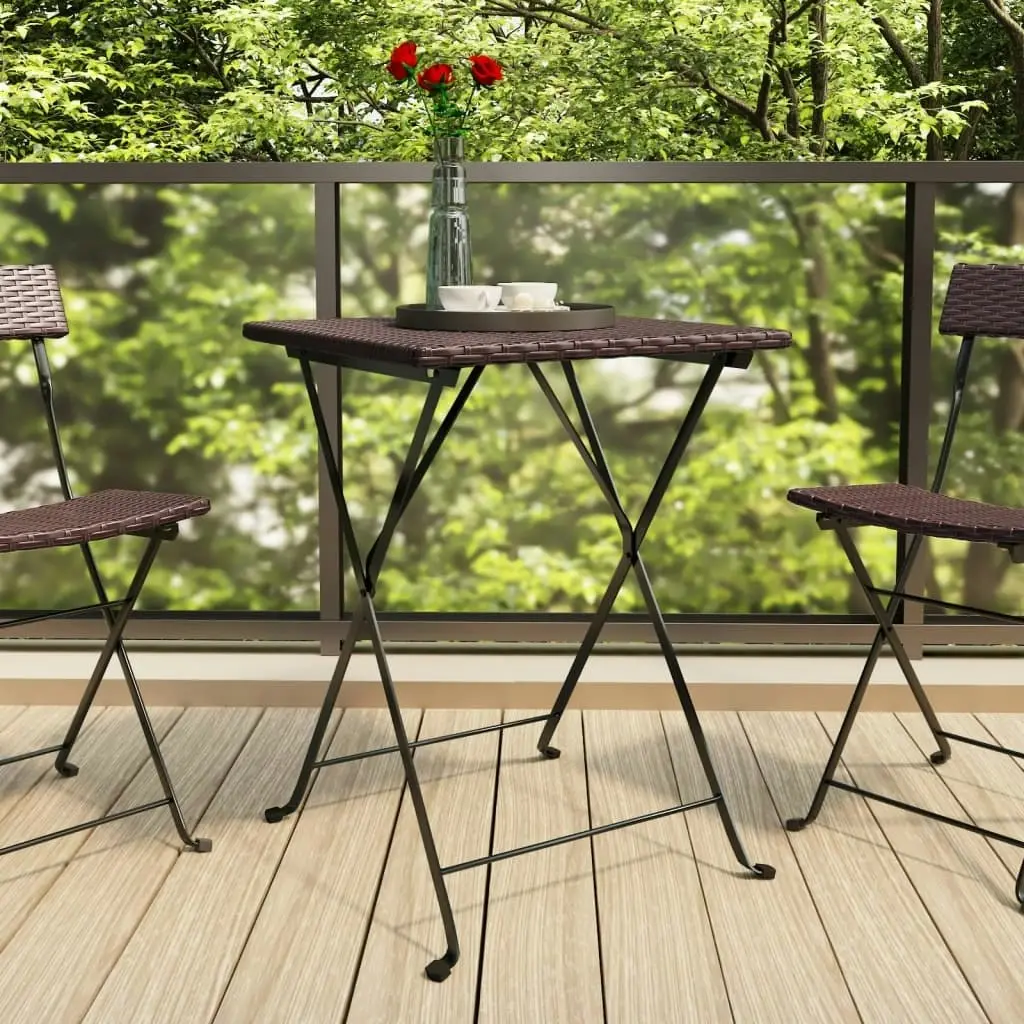 Folding Bistro Table Brown 55x54x71 cm Poly Rattan 319984