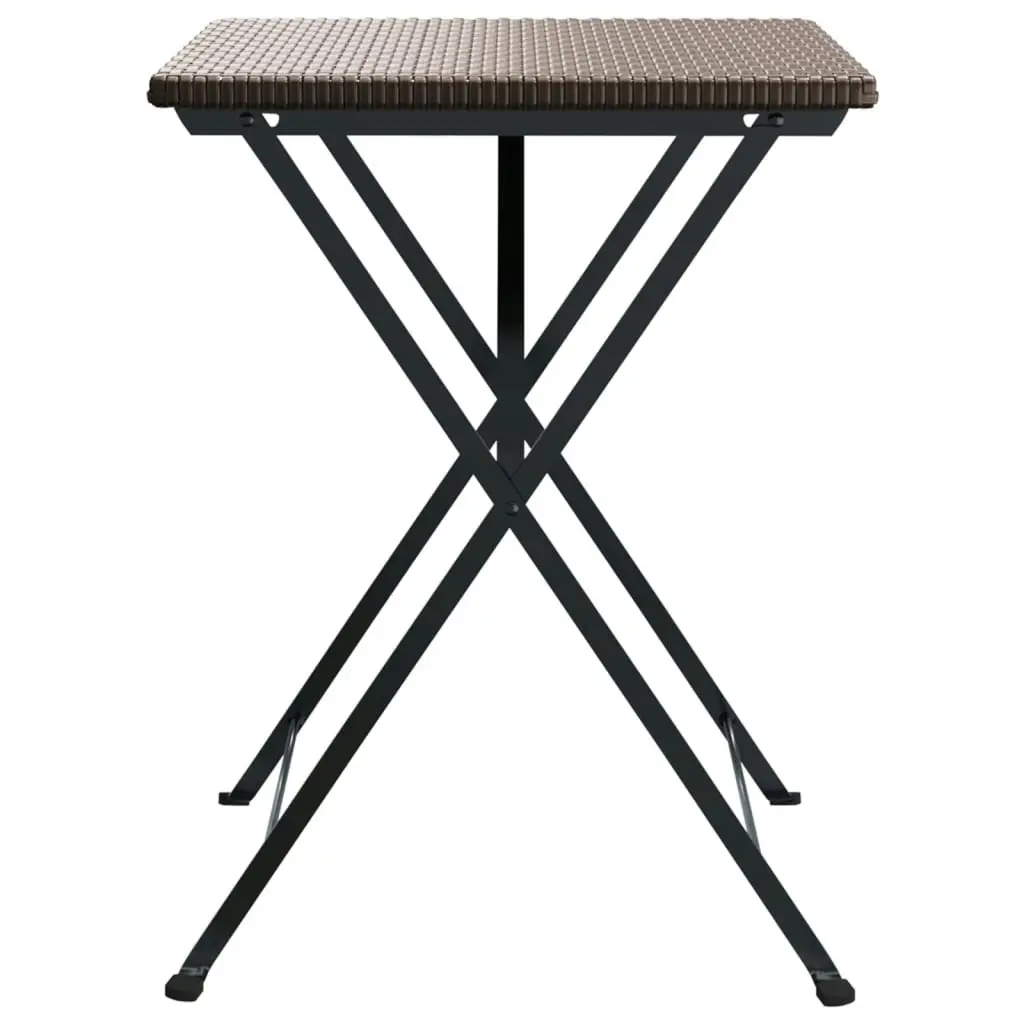 Folding Bistro Table Brown 55x54x71 cm Poly Rattan 319984