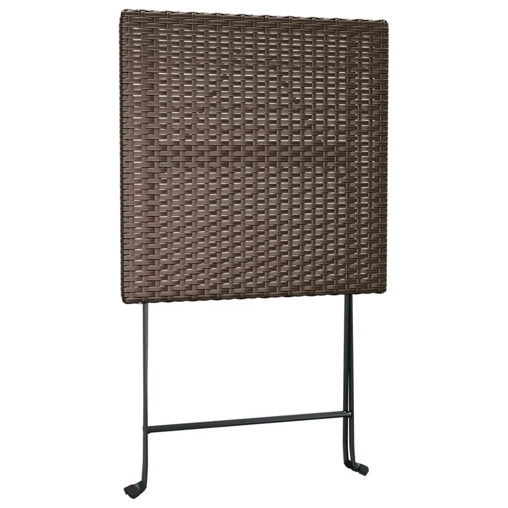 Folding Bistro Table Brown 55x54x71 cm Poly Rattan 319984