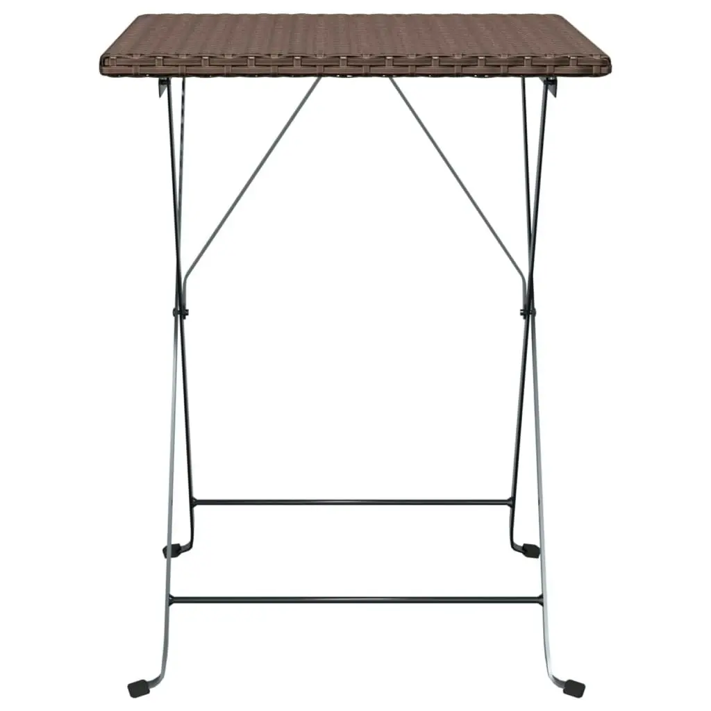 Folding Bistro Table Brown 55x54x71 cm Poly Rattan 319984