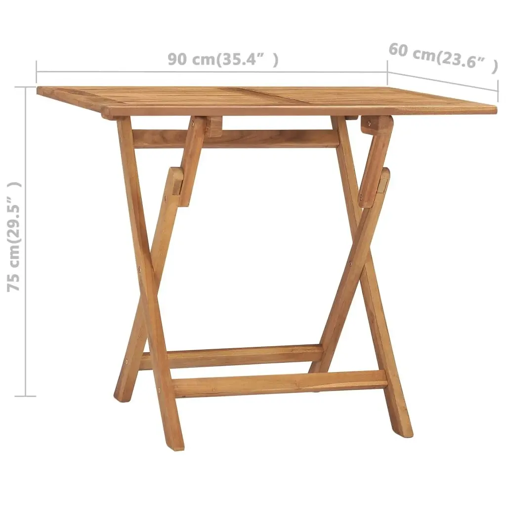 Folding Garden Dining Table 90x60x75 cm Solid Teak Wood 315445