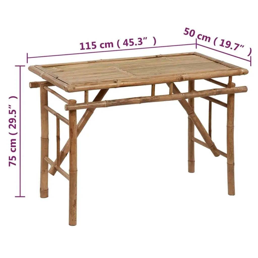 Folding Garden Table 115x50x75 cm Bamboo 341745