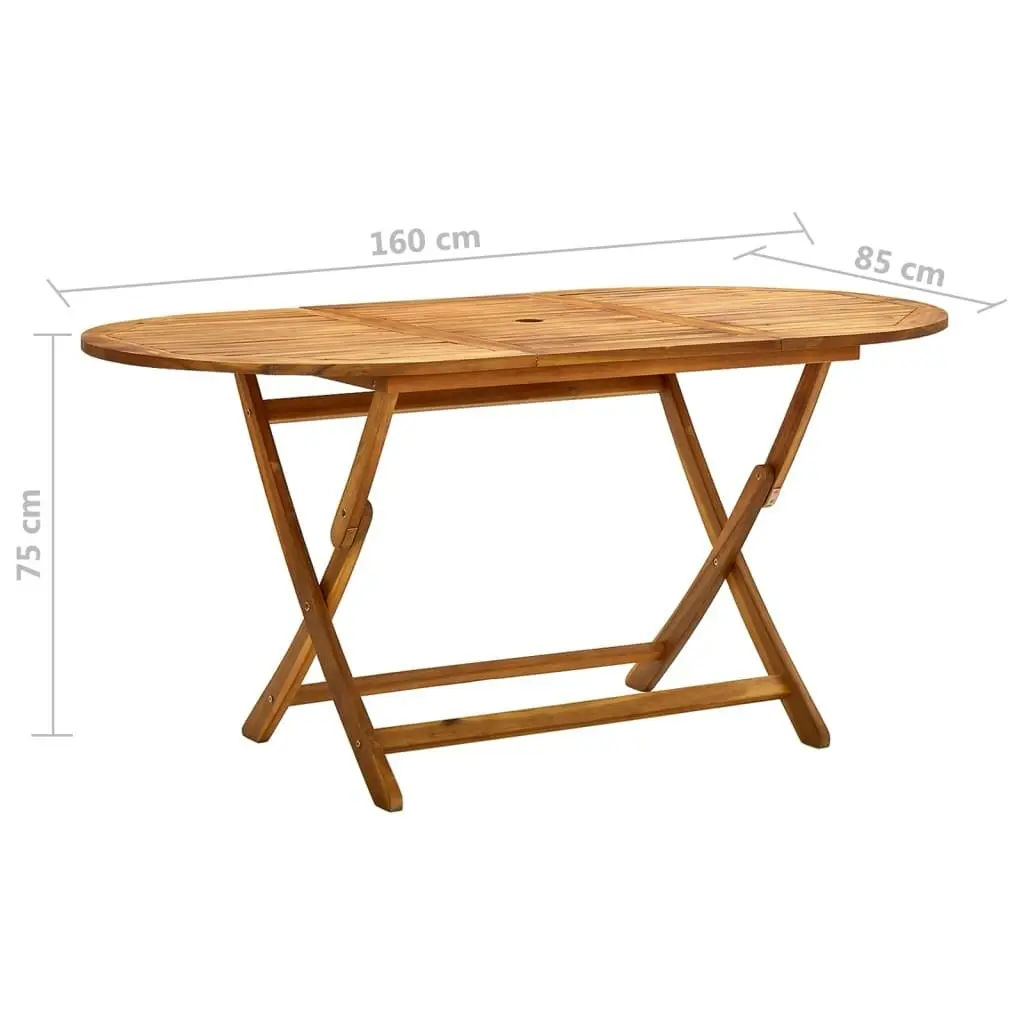 Folding Garden Table 160x85x75 cm Solid Acacia Wood 313324