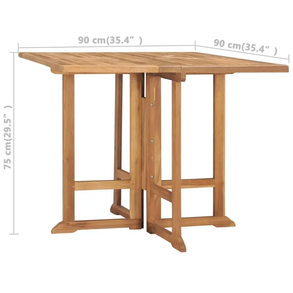 Folding Garden Dining Table 90x90x75 cm Solid Teak Wood 315448