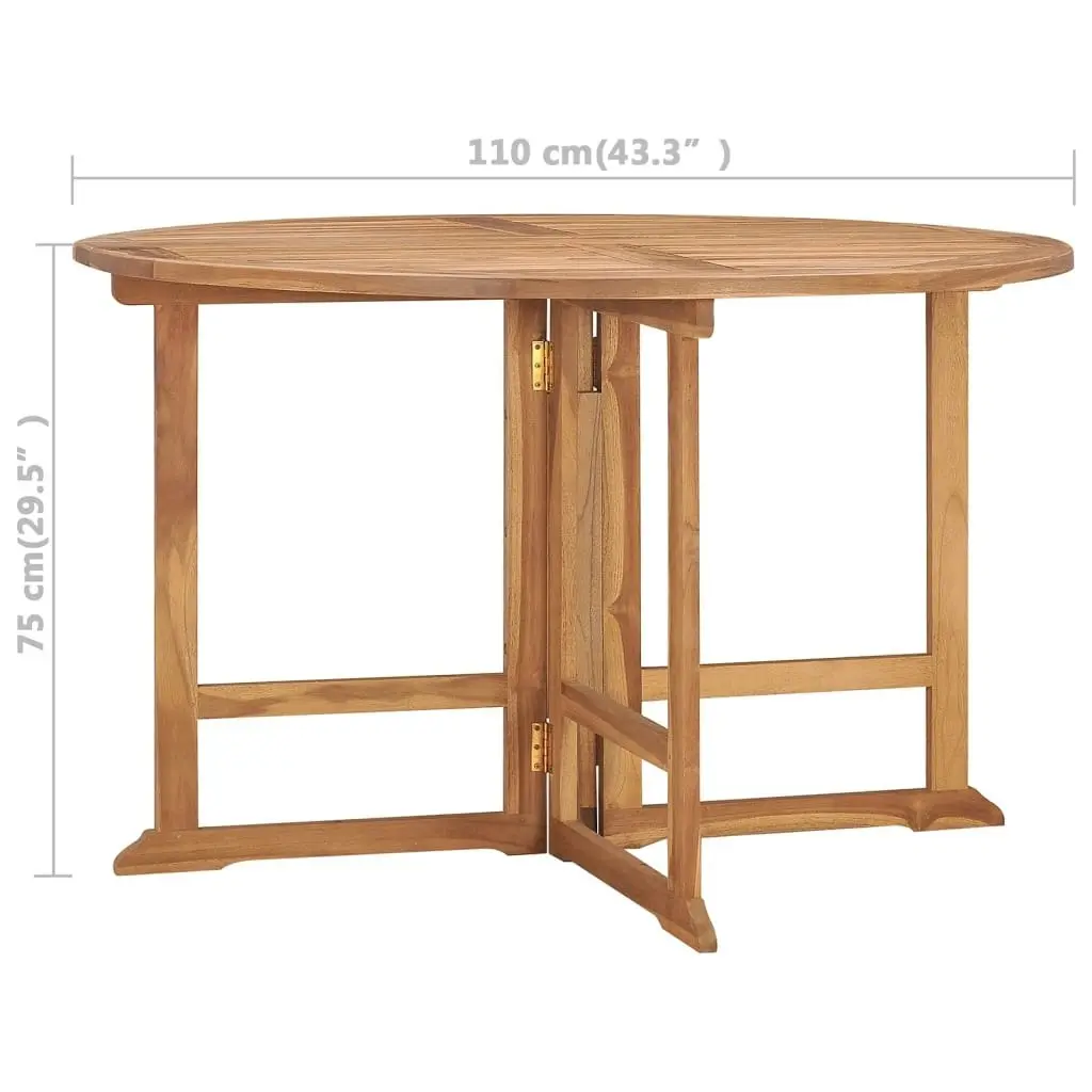 Folding Garden Dining Table Ã˜110x75 cm Solid Wood Teak 318479