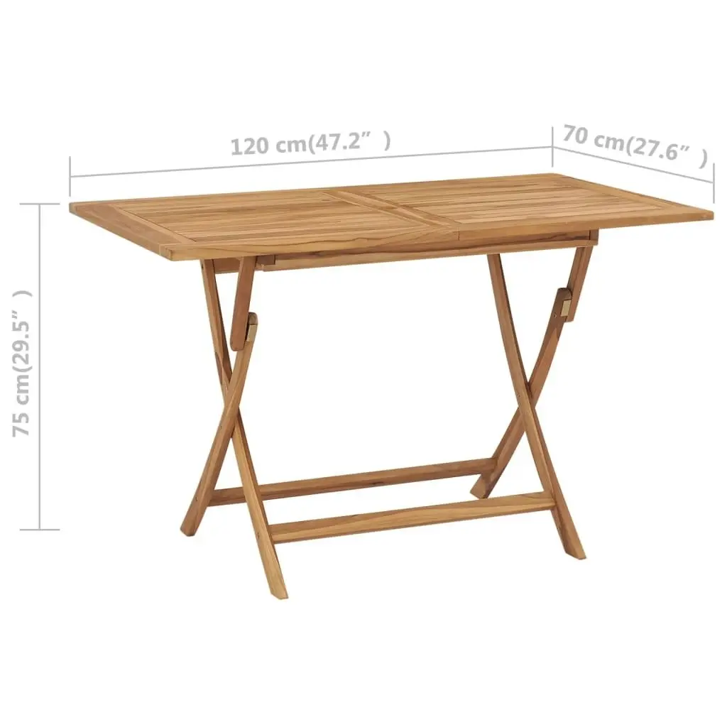 Folding Garden Table 120x70x75 cm Solid Teak Wood 44682