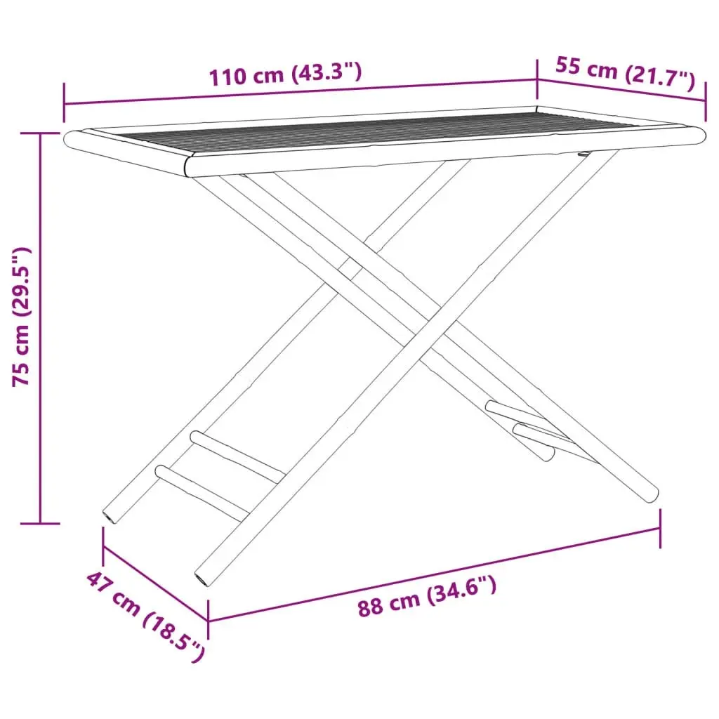 Folding Garden Table 110x55x75 cm Bamboo 365879