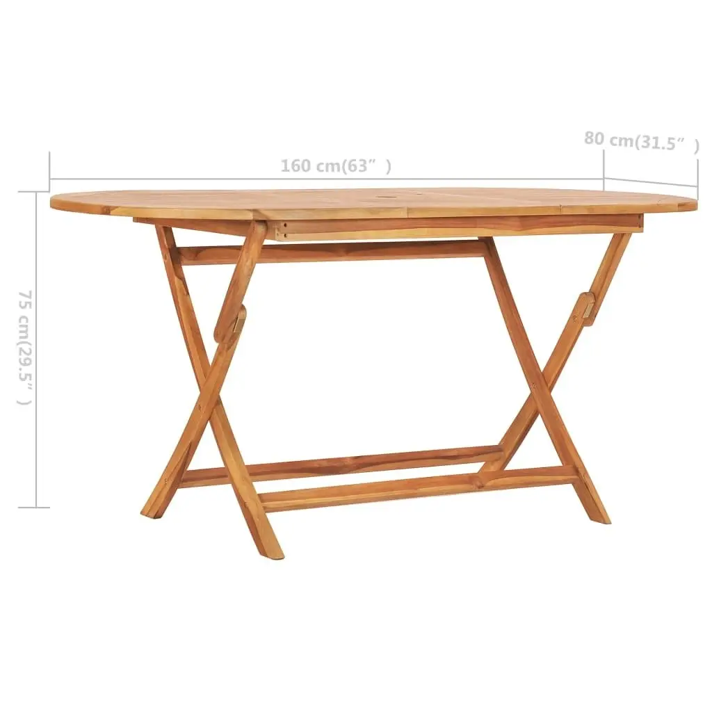 Folding Garden Table 160x80x75 cm Solid Teak Wood 48998